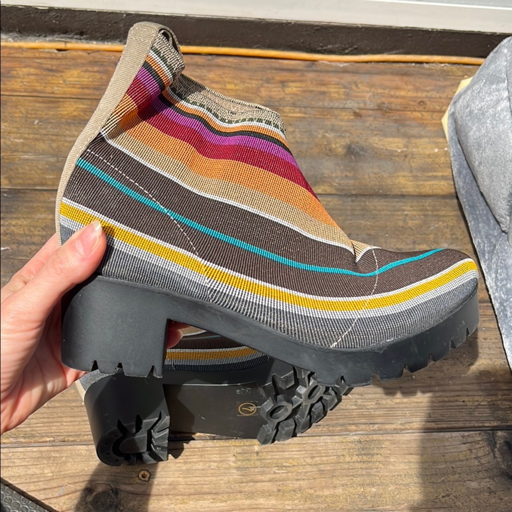 Multicolor Striped Women's Ankle Boots